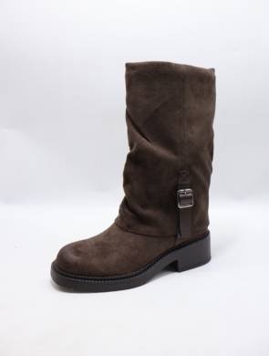 Kozaki damskie na płaskim (36-41) 68355 BROWN