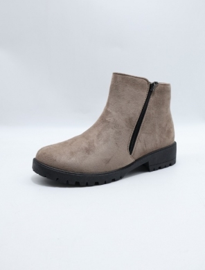 Botki damskie ocieplane na płaskim (36-41) 24004 KHAKI/MIC