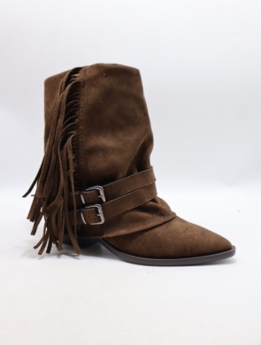 Botki damskie ocieplane na obcasie (36-41) 9632 BROWN