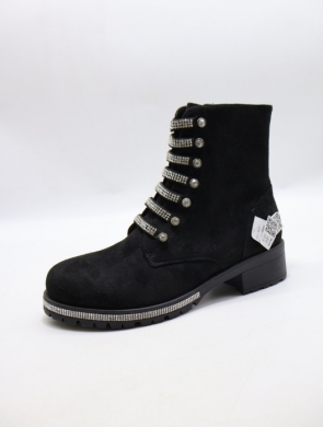 Botki damskie ocieplane na płaskim (36-41) 027C BLACK