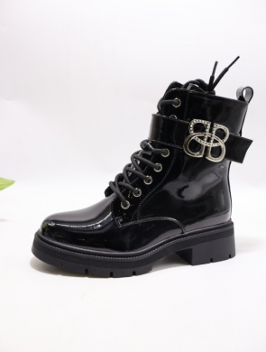Botki damskie ocieplane na płaskim (36-41) SA3058-20 BLACK