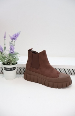 Botki damskie na płaskim (36-41) 26008 BROWN