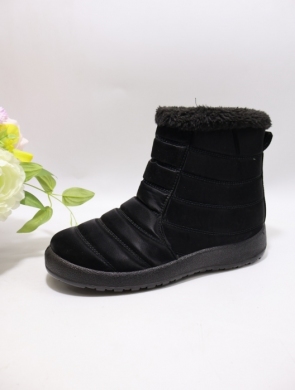 Botki damskie ocieplane na płaskim (36-42) 7550-21 BLACK