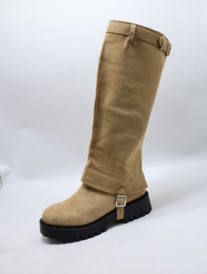 Kozaki damskie na płaskim (36-41) LS5501 BEIGE