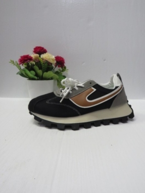 Buty sportowe damskie na płaskim (36-41) 0-1048 WHITE/BLACK