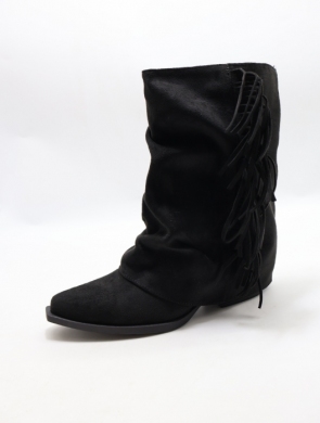 Kozaki damskie ocieplane na obcasie (36-41) K6588-1 BLACK