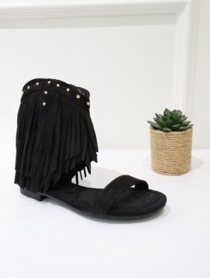 Sandały damskie na płaskim (36-41) 9765 BLACK