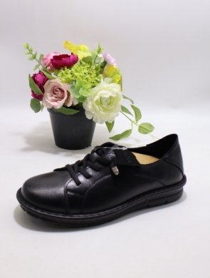 Półbuty damskie na obcasie (36-41) P-220 BLACK-SKÓRA