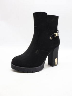 Botki damskie ocieplane na obcasie (36-41) 9636-GA BLACK