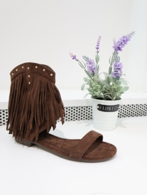 Sandały damskie na płaskim (36-41) 9765 BROWN