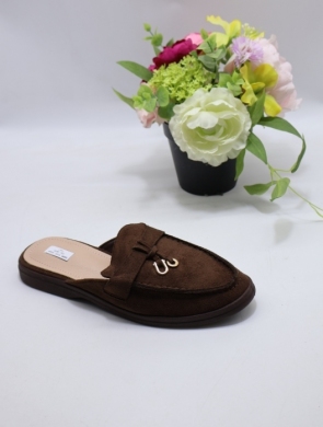 Klapki damskie na płaskim (36-41) B-201 BROWN