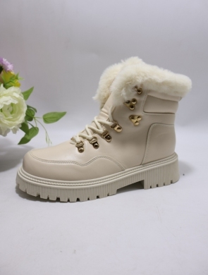 Botki damskie ocieplane na płaskim (36-41) F2023RB-1 BEIGE