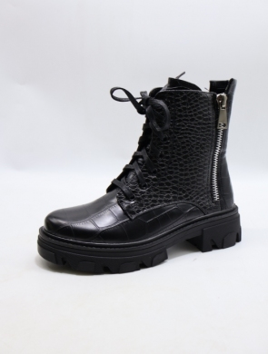 Botki damskie ocieplane na płaskim (36-41) DE304C BLACK