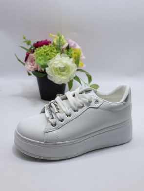 Buty sportowe damskie na płaskim (36-41) 1711 WH/SILVER