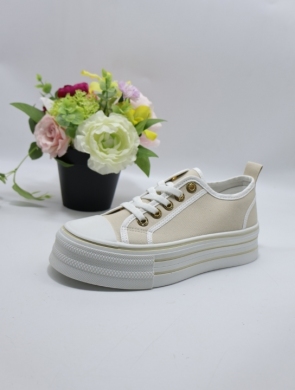 Trampki damskie na płaskim (36-41) K1738 BEIGE