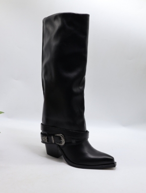 Kozaki damskie na obcasie (36-41) 7655A BLACK