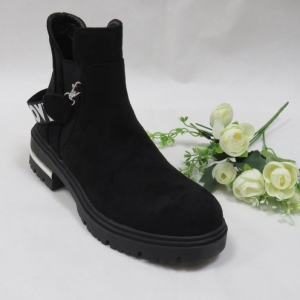 Botki damskie ocieplane na płaskim (36-41) NC1282 BLACK
