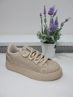Buty sportowe damskie na płaskim (36-41) 9031 BEIGE
