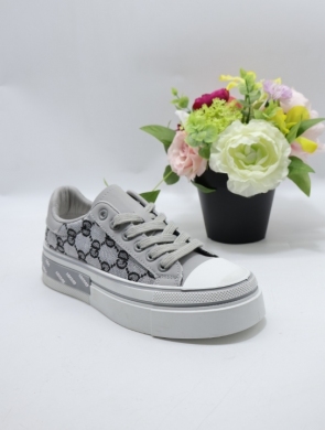 Trampki damskie na płaskim (36-41) 9030-2 GREY