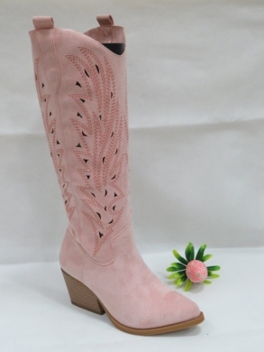 Kozaki damskie ocieplane na obcasie (36-41) 2119-9 PINK
