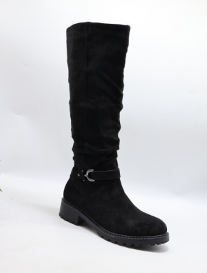 Kozaki damskie ocieplane na płaskim (36-41) F6336 BLACK