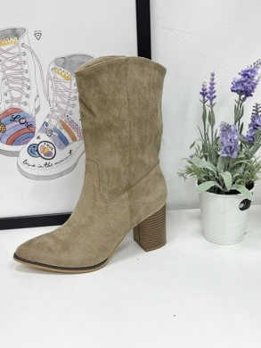 Kozaki damskie na obcasie (36-41) 8613 KHAKI