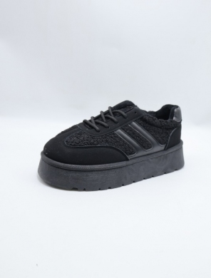 Botki damskie ocieplane na płaskim (36-41) 6134-1 BLACK