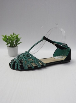 Sandały damskie na płaskim (36-41) 014-3 BLACK/GREEN