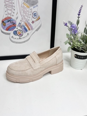 Mokasyny damskie na płaskim (36-41) 77-377 BEIGE