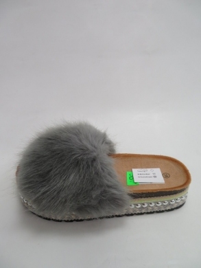 Klapki damskie z futerkiem (36-41) 806 GREY