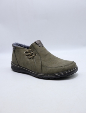 Botki damskie ocieplane na płaskim (37-42) 9667-14 GREEN/GREY