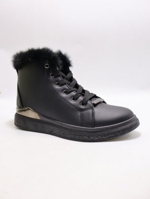 Botki damskie ocieplane na płaskim (36-41) 3007-11 BLACK