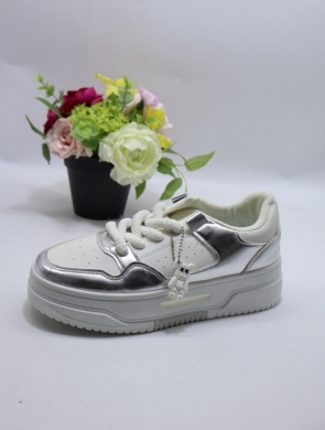 Buty sportowe damskie na płaskim (36-41) W097 WH/SILVER