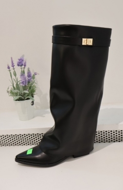 Kozaki damskie na płaskim (36-41) 2596A BLACK