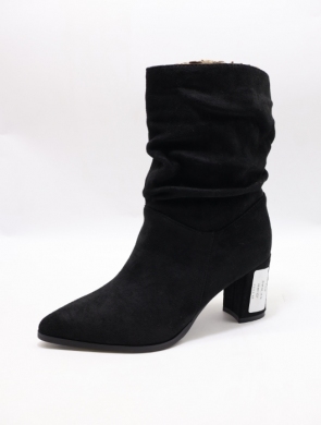 Botki damskie ocieplane na obcasie (36-41) 3948 BLACK