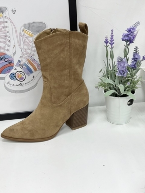 Kozaki damskie na obcasie (36-41) B703 CAMEL