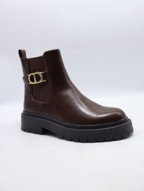Botki damskie ocieplane na płaskim (36-41) BM217 BROWN
