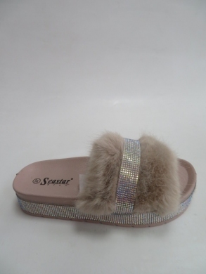 Klapki damskie z futerkiem (36-41) CK187 BEIGE