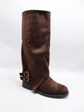 Kozaki damskie na płaskim (36-41) QH7829 BROWN