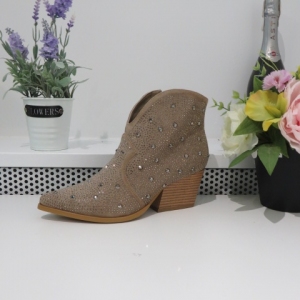 Botki damskie na obcasie (36-41) 9565 KHAKI