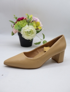 Czółenki damskie na obcasie (36-41) P-701 CAMEL-SKÓRA