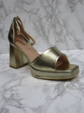 Sandały damskie na obcasie (36-41) KK54 GOLD lakier