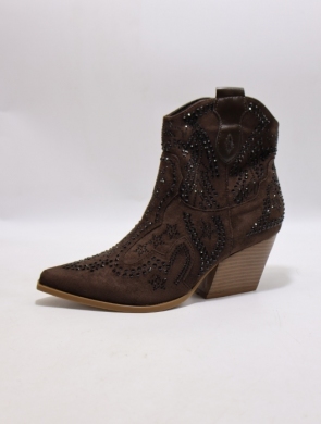 Botki damskie na obcasie (36-41) 9676 BROWN