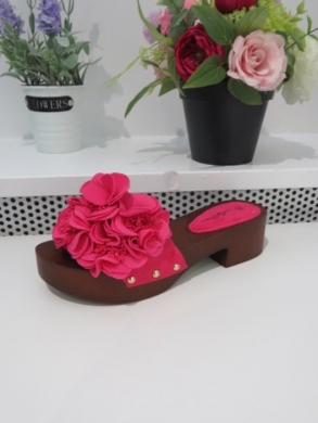 Klapki damskie na obcasie (36-41) MS9050 FUCHSIA