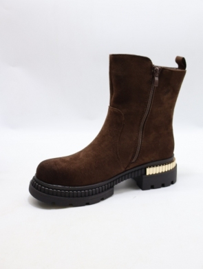 Botki damskie na płaskim (36-41) NOM-22 BROWN