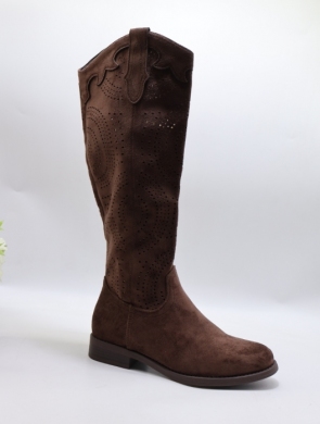 Kozaki damskie na płaskim (36-41) H198 BROWN