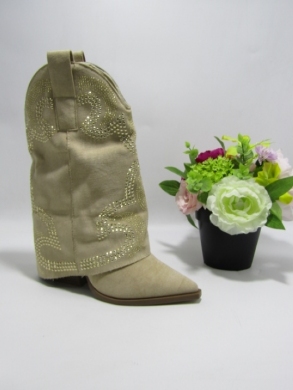 Kozaki damskie na obcasie (36-41) 9657A BEIGE