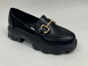 Mokasyny damskie na koturnie (36-41) 1-605 BLACK