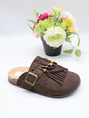Klapki damskie na płaskim (36-41) NS015 BROWN