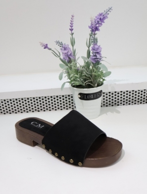 Klapki damskie na płaskim (36-41) 77-656 BLACK